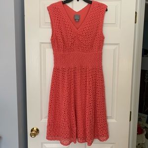 Rabbit Designs Coral Lace Overlay Sleeveless Dress